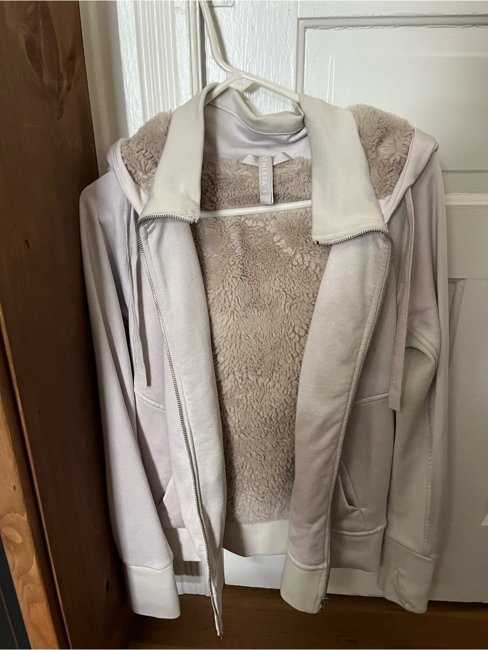 Athleta Triumph Light Baby Pink Teddy-Lined Zip Hoodie Jacket